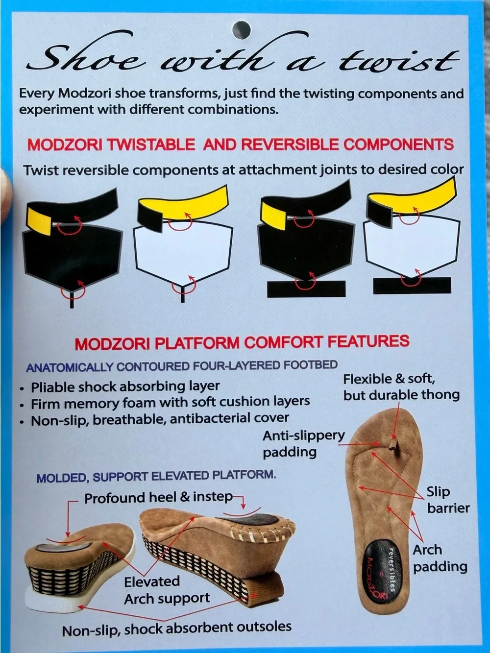 Women’s Modzori Black and Tan Reversible Cutout Wedge Sandals